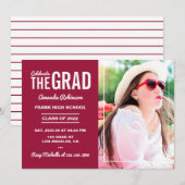 Invitation pour une fête de remise de diplômes rou (Devant / Derrière)