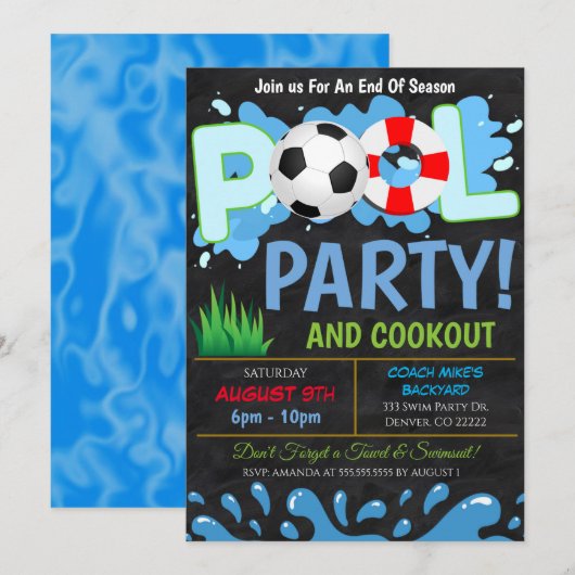 Invitation pour une fête de soccer au bord de la p (Devant / Derrière)