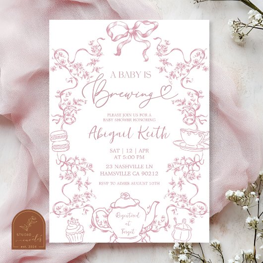 Invitation pour une fête de thé bébé en préparatio