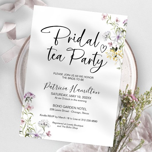 Invitation pour une fête de thé de mariage de fleu