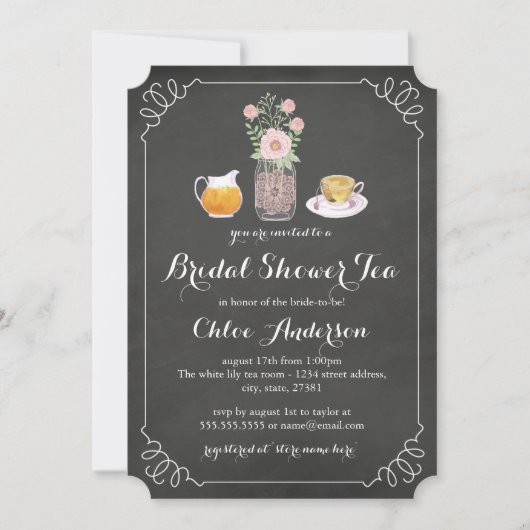 Invitation pour une fête de thé de mariage sur tab (Devant)