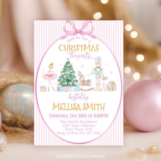 Invitation pour une fête de thé de Noël avec un ca