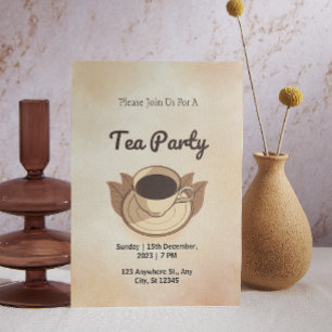 Invitation pour une fête de thé esthétique marron