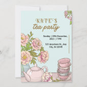 Invitation pour une fête de thé florale à la menth (Devant)