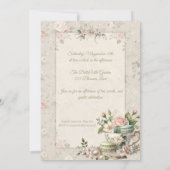 Invitation pour une fête de thé florale First Bloo (Dos)