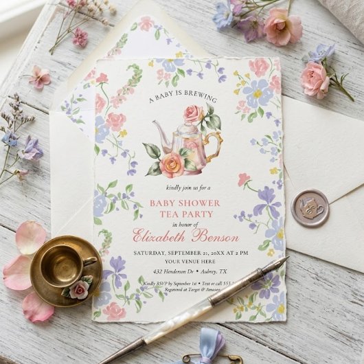 Invitation pour une fête de thé pour bébé 'Un bébé