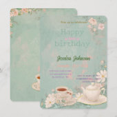 Invitation pour une fête de thé Shabby Chic (Devant / Derrière)