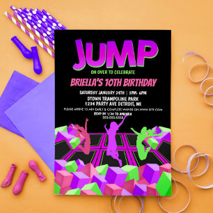 Invitation pour une fête de trampoline pour filles