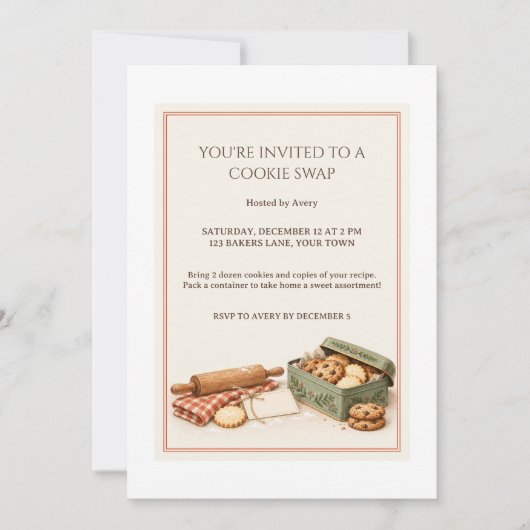 Invitation pour une fête d'échange de biscuits suc (Devant)