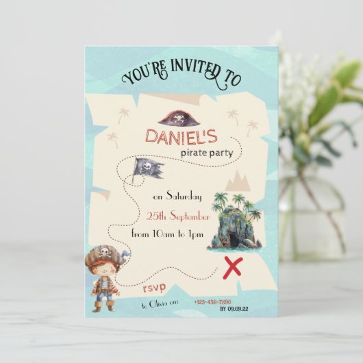 Invitation pour une fête d'enfants sur le thème de (Debout devant)