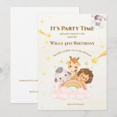 Invitation pour une fête d'enfants sur les animaux (Devant / Derrière)