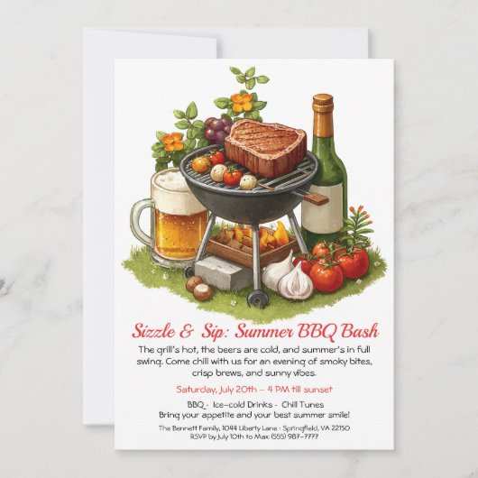 Invitation pour une fête d'été BBQ & Bière (Devant)