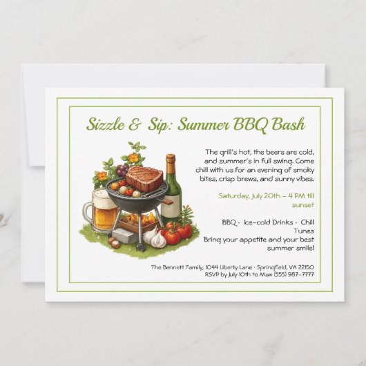 Invitation pour une fête d'été BBQ & Bière  (Devant)