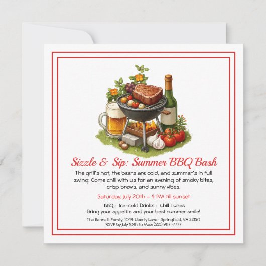 Invitation pour une fête d'été BBQ & Bière  (Devant)