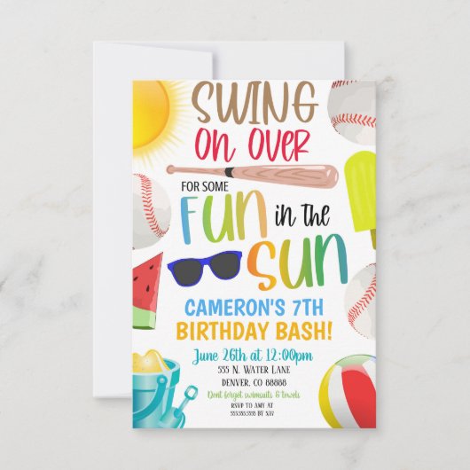 Invitation pour une fête d'été de baseball (Devant)