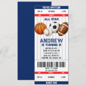 Invitation pour une fête d'étoiles avec billet de (Devant / Derrière)