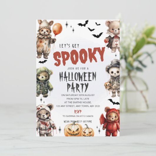 Invitation pour une fête d'Halloween avec des ours (Debout devant)