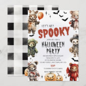Invitation pour une fête d'Halloween avec des ours (Devant / Derrière)