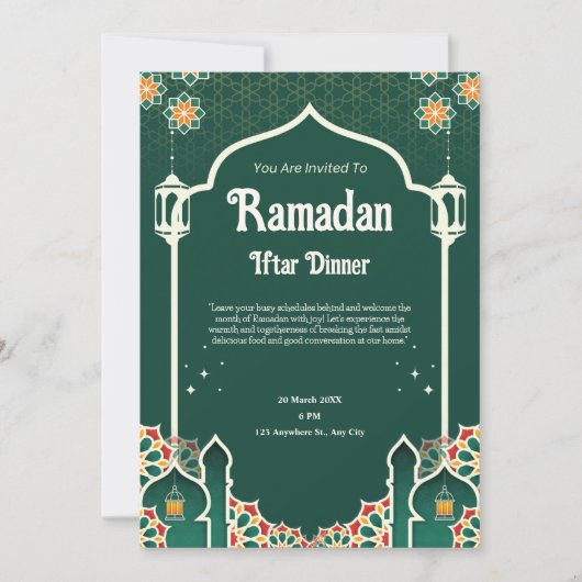 Invitation pour une fête d'Iftar de Ramadan modern (Devant)