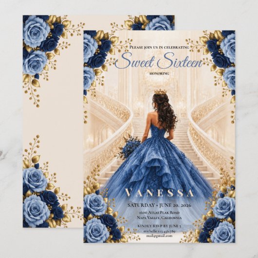 Invitation pour une fête douce de 16 ans de prince (Devant / Derrière)