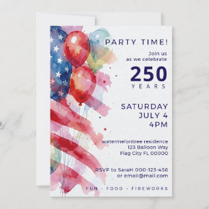 Invitation pour une fête du 4 juillet au drapeau a