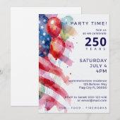Invitation pour une fête du 4 juillet avec drapeau (Devant / Derrière)