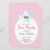 Invitation pour une fête du thé à la théière flora (Devant / Derrière)
