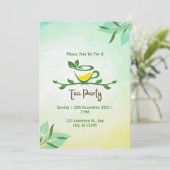 Invitation pour une fête du thé florale verte (Debout devant)