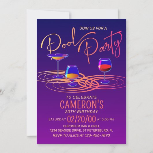 Invitation pour une fête en piscine pour adultes (Devant)