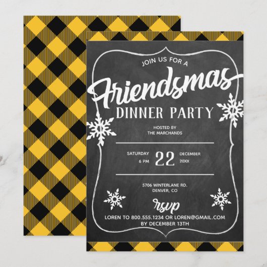 Invitation pour une fête Friendsmas à carreaux Buf (Devant / Derrière)