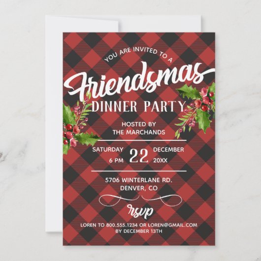 Invitation pour une fête Friendsmas à motif carrea (Devant)