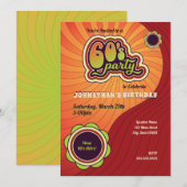 Invitation pour une fête Groovy des années 60 (Devant / Derrière)