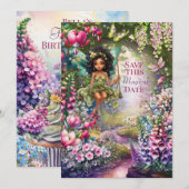 Invitation pour une fête magique de fée pour une o (Devant / Derrière)