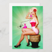 Invitation pour une fête Pin-Up Rétro "Discutons" (Devant / Derrière)