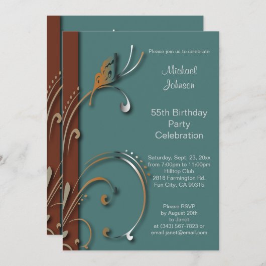 Invitation pour une fête polyvalente | Texte à per (Devant / Derrière)