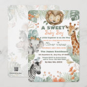 Invitation pour une fête prénatale de bébé garçon (Devant / Derrière)