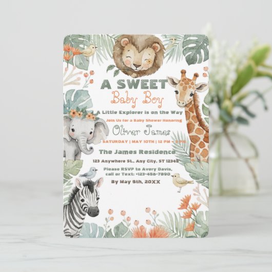Invitation pour une fête prénatale de bébé garçon (Debout devant)