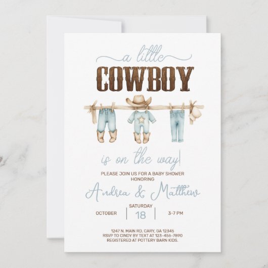 Invitation pour une fête prénatale de bébé garçon (Devant)
