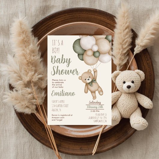 Invitation pour une fête prénatale pour bébé ours