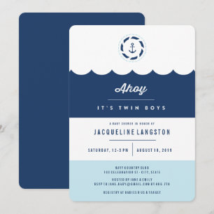 Invitation pour une fête prénatale pour des jumeau
