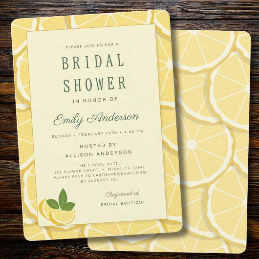 Invitation pour une fête prénuptiale au citron d'A