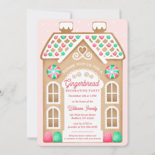 Invitation pour une fête rose de pain d'épices