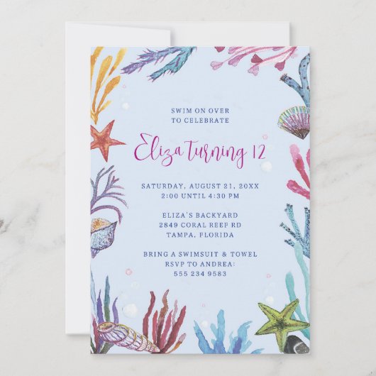 Invitation pour une fête sous le récif de corail (Devant)