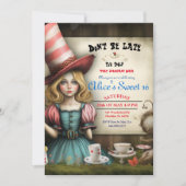 Invitation pour une fête sucrée 16 Alice au pays d (Devant)