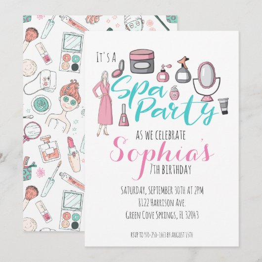 Invitation pour une fête sur le thème de Spa (Devant / Derrière)