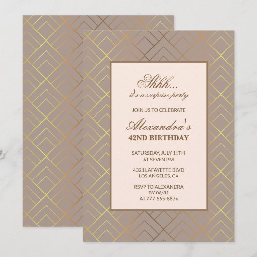 Invitation pour une fête surprise d'anniversaire 4 (Devant / Derrière)