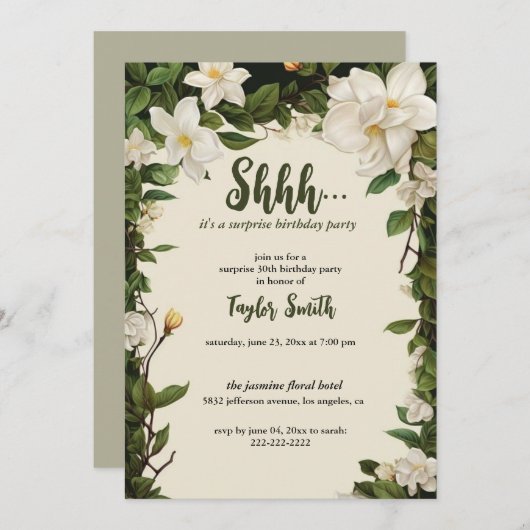 Invitation pour une fête surprise élégante avec de (Devant / Derrière)