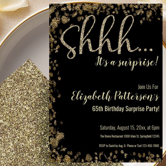 Invitation pour une fête surprise pour un 65e anni