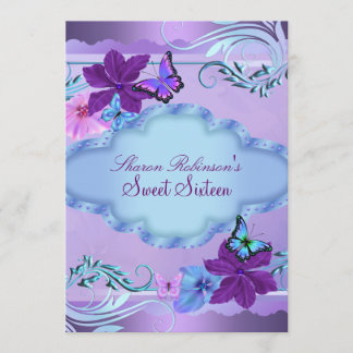 Invitation pour une fête Sweet 16 au jardin papill