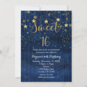 Invitation pour une fête Sweet 16 avec des étoiles (Devant)